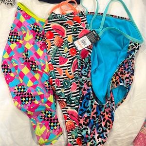 Speedo Women’s bathing suits. 2 with tags 1 worn once. Size 28